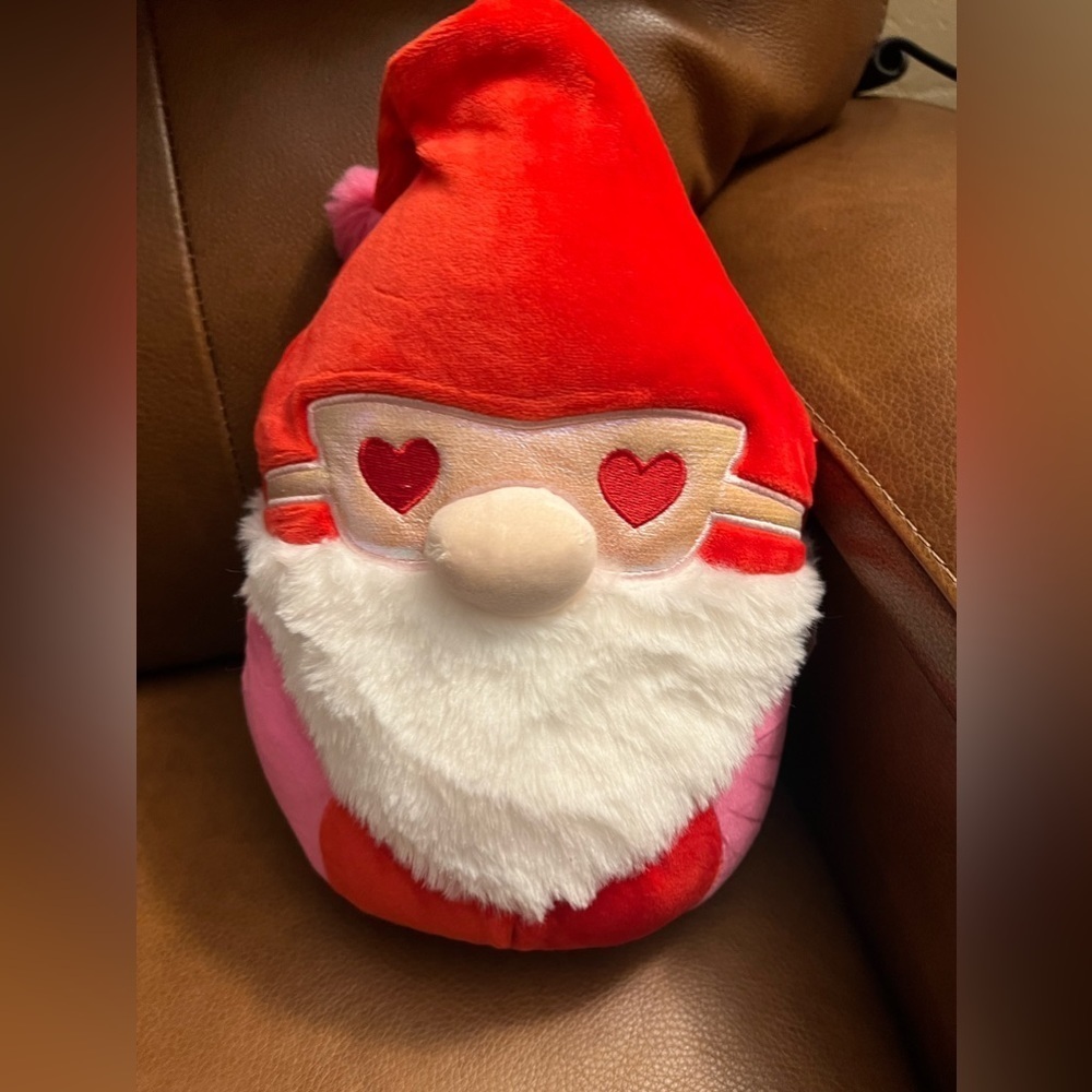 Valentine’s Day Squishmallow Gnome Remmy Red White and Pink Plush Pillow Toy